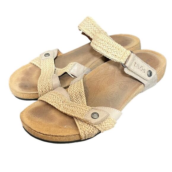 Taos Fabulous Lightweight Slide Cork Wedge Comfortable Carmel Sandals 9-9.5 - Picture 1 of 7